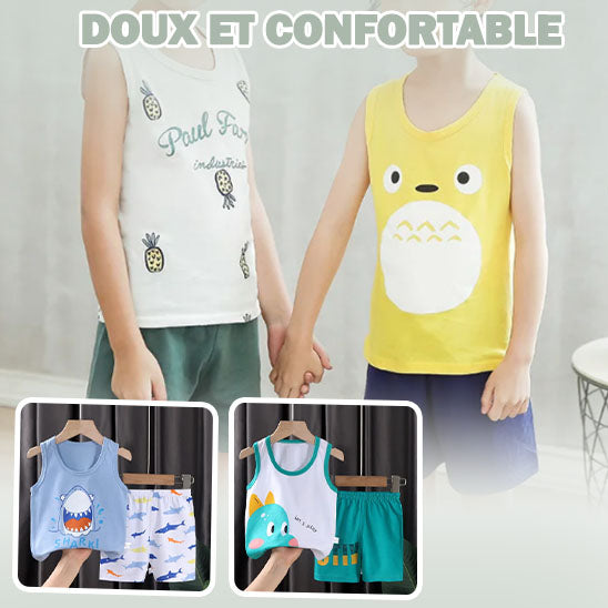 Pyjama d’Été Stylé avec Short en Coton pour Enfant